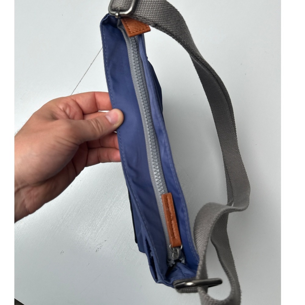 Ori London Blue Nylon Crossbody Messenger Bag Adjustable Strap Slim Travel - Picture 8 of 11